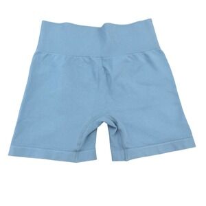 QQQ Women Blue Seamless Scrunch Butt High Waist Workout Yoga Shorts Size S
